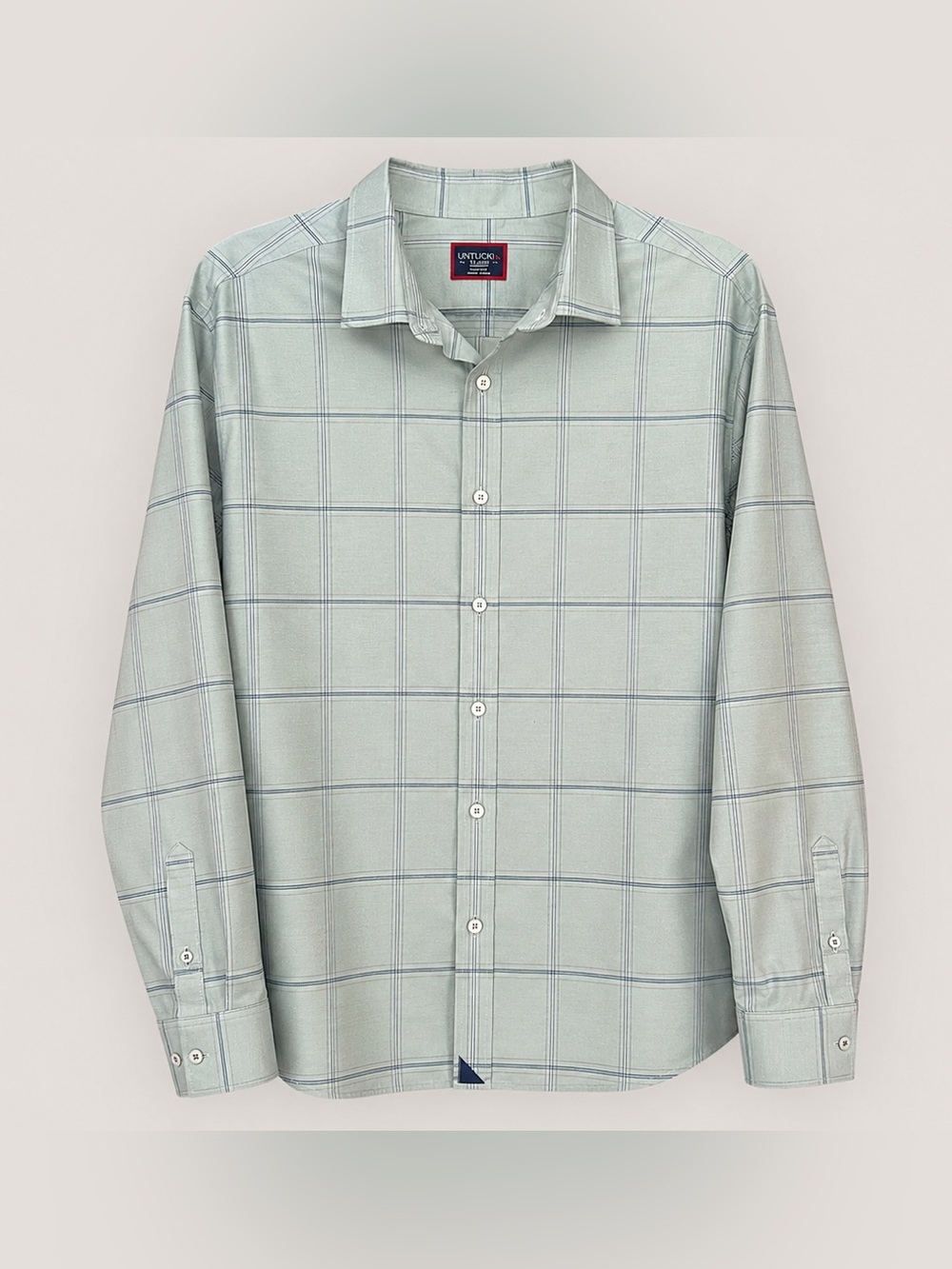 UNTUCKit Sage Green Check Windowpane Dress Shirt